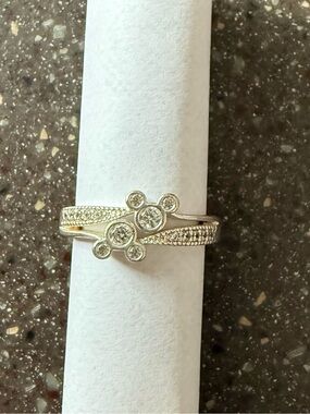 Mickey- 925 Silver with Crystal Accent Women's Ring-size 6